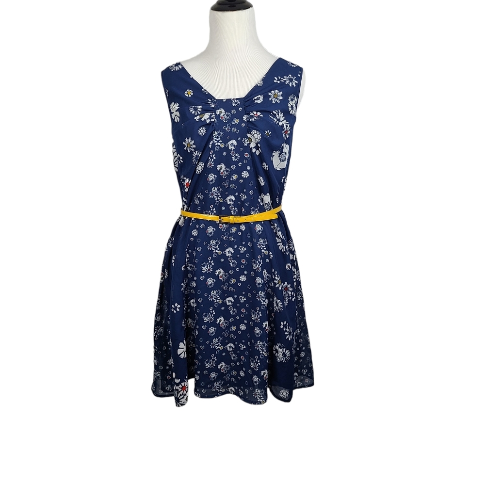 Jason Wu for Target blue floral chiffon dress w/belt women's size small